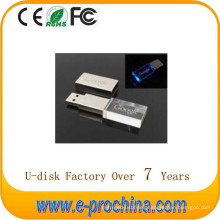 Wholesale Hot Sale Metal USB Flash Disk LED Crystal Flash Drive for Free Sample